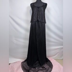 Embrace Los Angeles Maxi Slip Dress Sz Small Black Metallic Stripe Gown